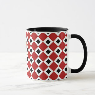 Red, White, Black Diamond Pattern Mug