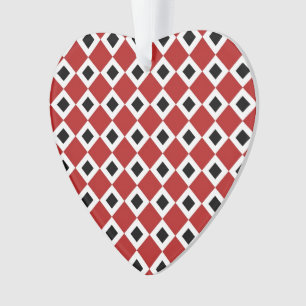 Red, White, Black Diamond Pattern Ornament
