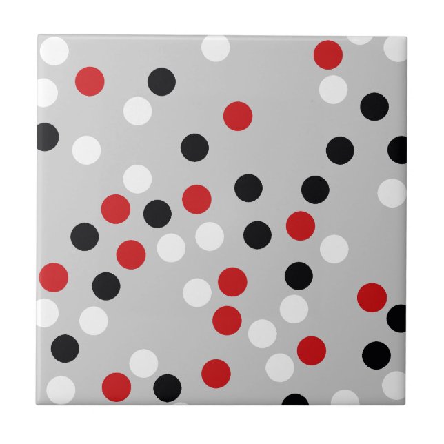 red white black dots pattern ceramic tile (Front)