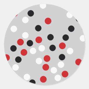 red white black dots pattern classic round sticker