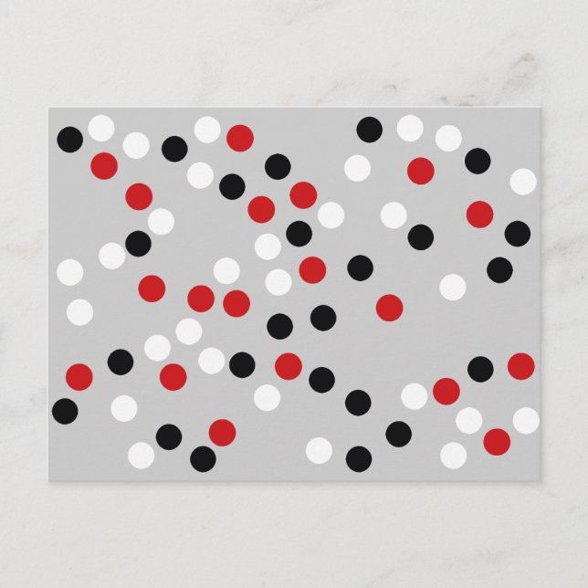 red white black dots pattern postcard (Front)