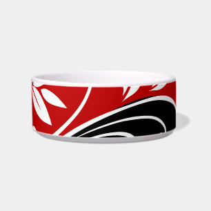 Red White & Black Floral Bowl