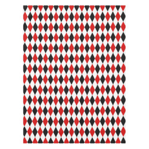 Red White Black Harlequin Diamond Pattern Tablecloth