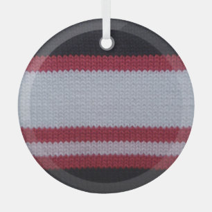 Red White Black: Knitted Woollen Fabric Pattern Glass Tree Decoration