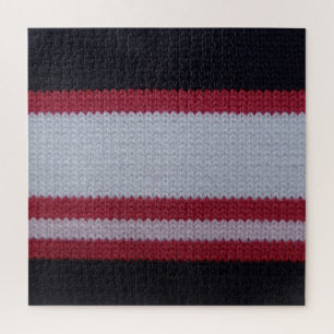 Red White Black: Knitted Woollen Fabric Pattern Jigsaw Puzzle