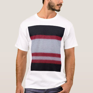 Red White Black: Knitted Woollen Fabric Pattern T-Shirt