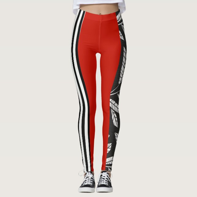 RED WHITE & BLACK LEGGINGS (Front)