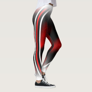 red+white+black leggings