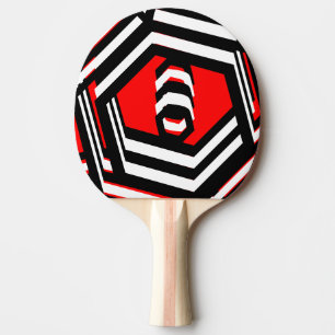 Red White Black Modern 4Robin Ping Pong Paddle