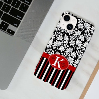 Red, white black name and initial Case-Mate iPhone 14 case