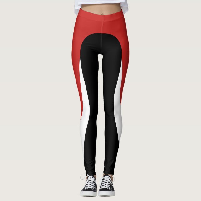 Red/White/Black Pattern Leggings (Front)