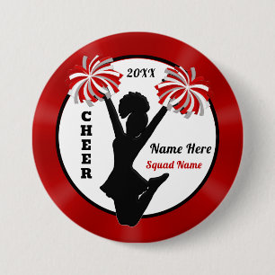Red, White, Black Personalized, Cheerleading Pins