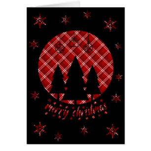 Red White Black Plaid Behind Black Tree Cut Out