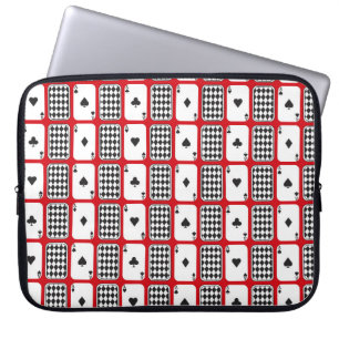 RED WHITE BLACK PLAYING CARDS LAPTOP SLEEVE