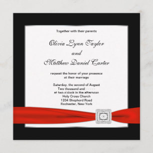 Red White Black Red Black Wedding Invitation