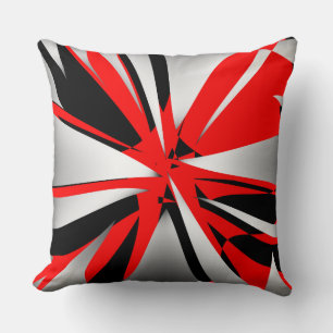 Red, White & Black Shredded Pattern Cushion