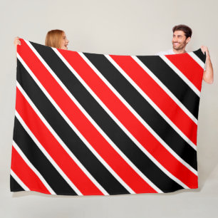Red White Black Stripes Fleece Blanket