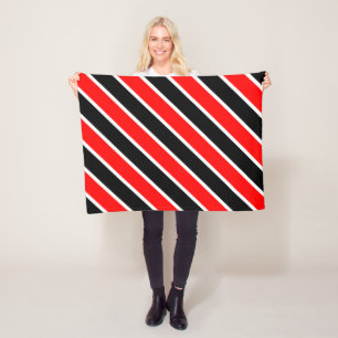 Red White Black Stripes Fleece Blanket