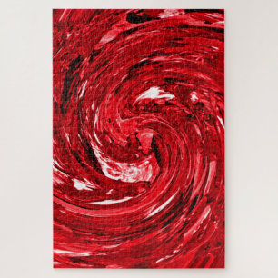 Red White Black Swirl Design Jigsaw Puzzle