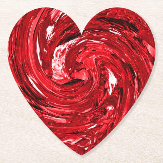 Red White Black Swirl Design  Paper Coaster (Front)
