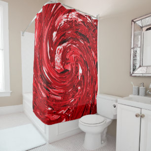 Red White Black Swirl Design  Shower Curtain