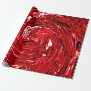 Red White Black Swirl Design Wrapping Paper