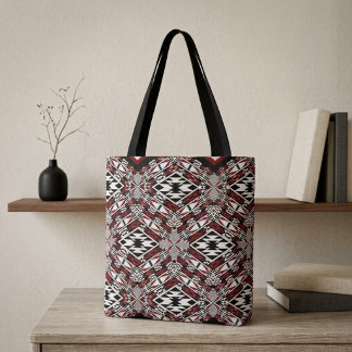 Red, White & Black Tribal Tapestry Tote Bag