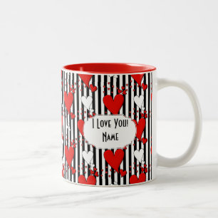 Red White Black Valentine Hearts Coffee Mug