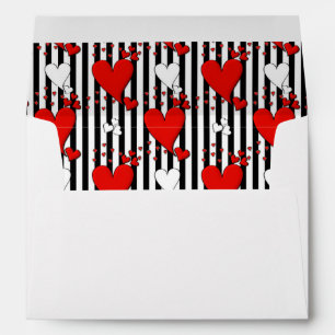 Red White Black Valentine Hearts Envelope