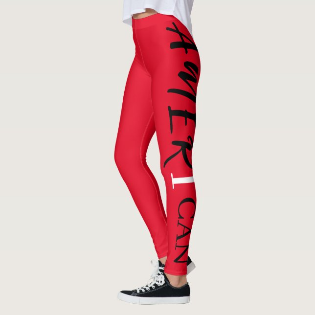 Red White Black Woman African American Leggings (Left)
