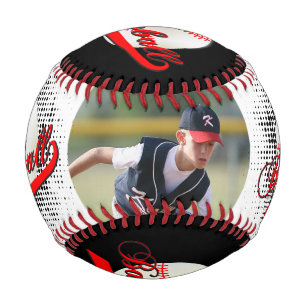 Red White BlackRetro Baseball with Photo
