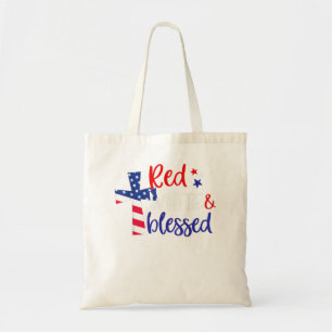 Red White Blessed American Jesus Cross Christian 4 Tote Bag