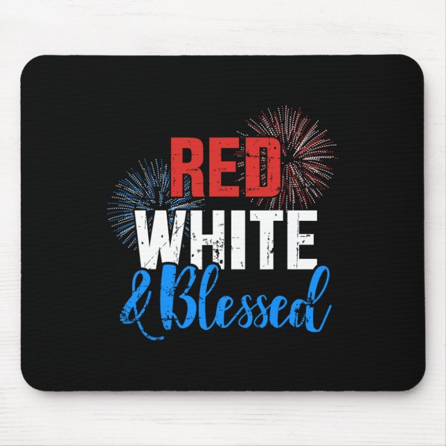 Red White Blessed For Independence Day On 4th Of J Mouse Pad (Front)