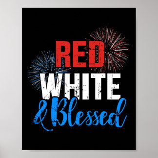 Red White Blessed For Independence Day On 4th Of J Poster