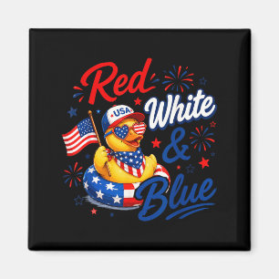 Red White Blue 4th July Rubber Duck Aamerican Flag Magnet