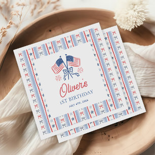 Red, White & Blue 4th of July 1st Birthday Napkin