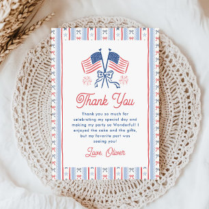 Red, White & Blue 4th of July 1st Birthday Thank You Card