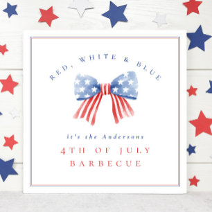 Red White Blue 4th of July Barbecue Watercolor Bow Poster