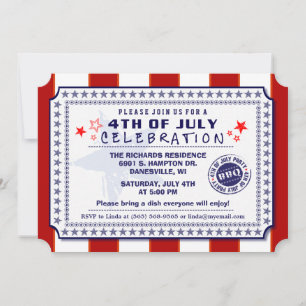 Red White & Blue 4th of July BBQ Invite