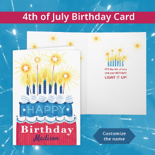 Red White Blue 4th of July Birthday Card