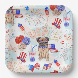 RED WHITE BLUE 4TH OF JULY ITEMS PAPER PLATE