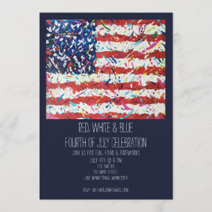 Red, White & Blue 4th of July Party Invitation