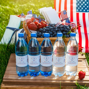 Red White & Blue 4th of July Reunion Water Bottle Label