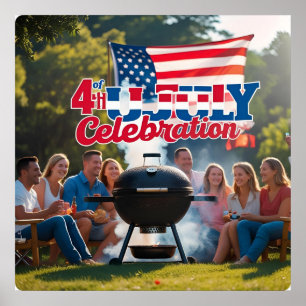 Red, White & Blue 4th of July Scene Poster