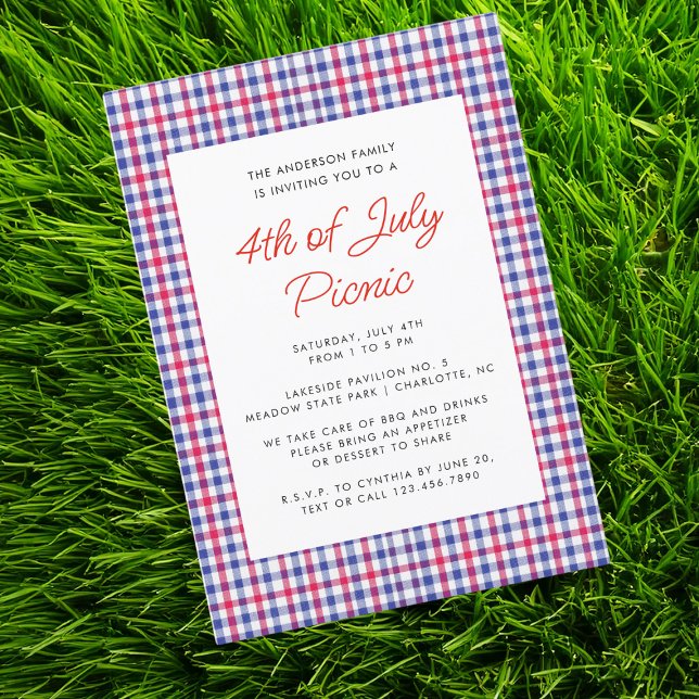 Red White Blue 4th of July Summer Picnic Invitation (Creator Uploaded)