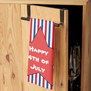 Red White Blue 4th of July  Tea Towel