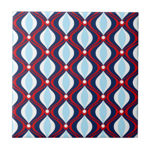 Red, White, & Blue 70s Retro Ceramic Tile