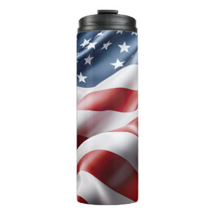 RED WHITE BLUE ABSTRACT AMERICAN FLAG THERMAL TUMBLER