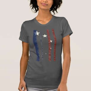 Red White Blue Abstract Star USA Flag Textured Art T-Shirt