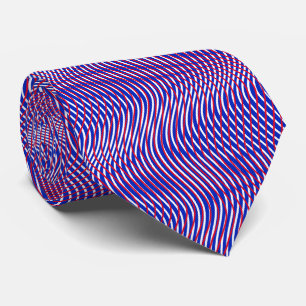 Red White Blue Abstract Trippy Wavy Psychedelic Tie